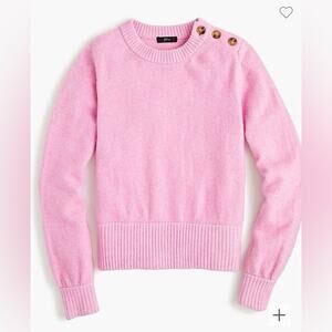 J Crew Pink Crew Neck Sweater Merino Wool Alpaca Button Accents size XS chic 90s